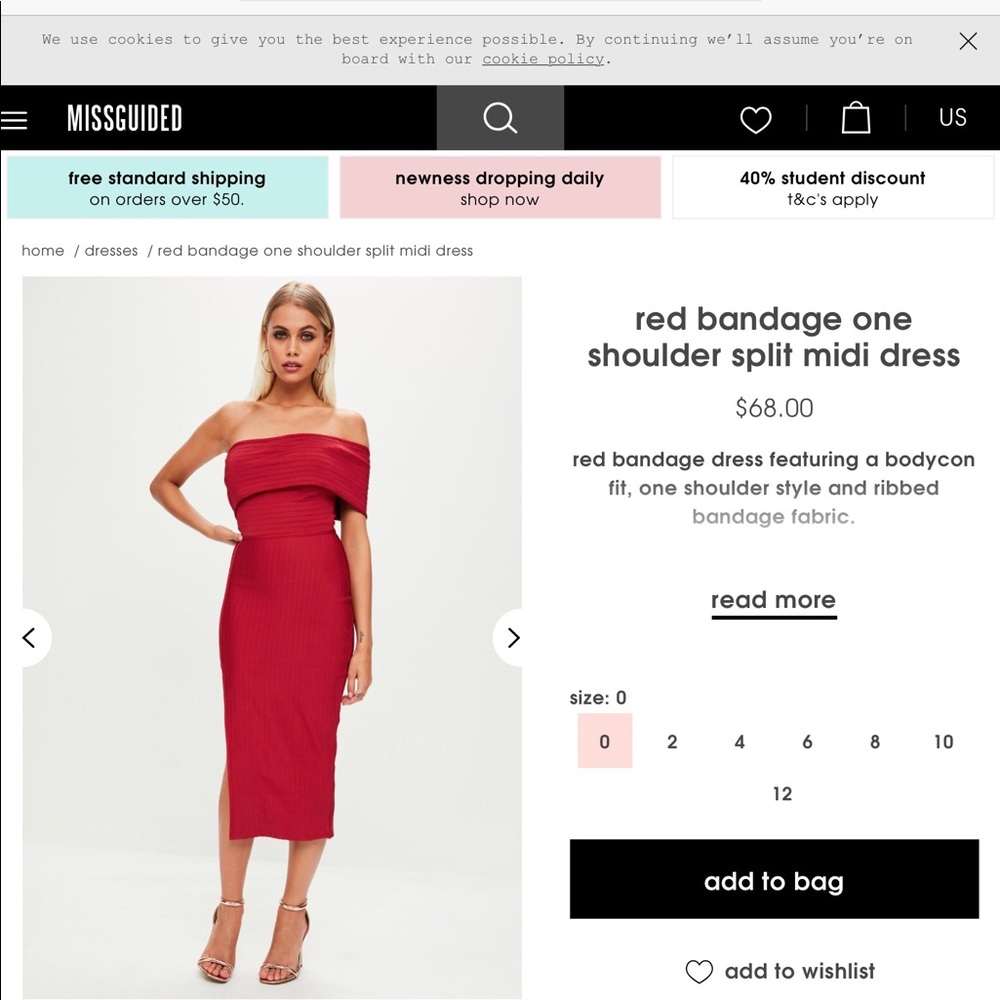 MISSGUIDED One Shoulder Bandage Dress